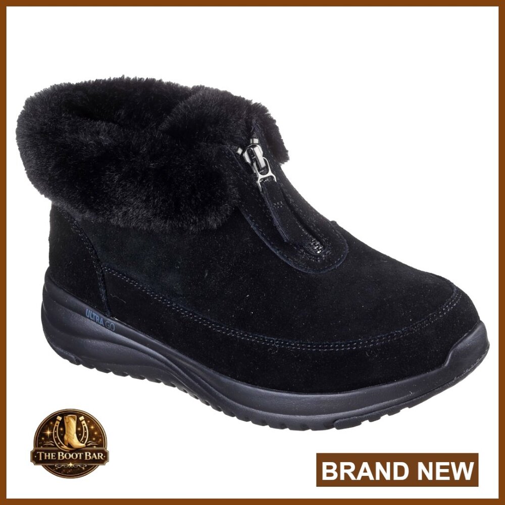 Waterproof Suede Ankle Boots with Faux Fur Lining and Zip Closure